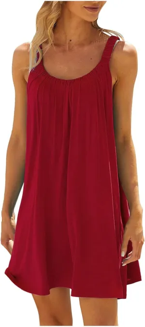 2024 Womens Spaghetti Straps Party Sundress Casual Beach Summer Dresses Bikini Beachwear Vacation Short Dresses