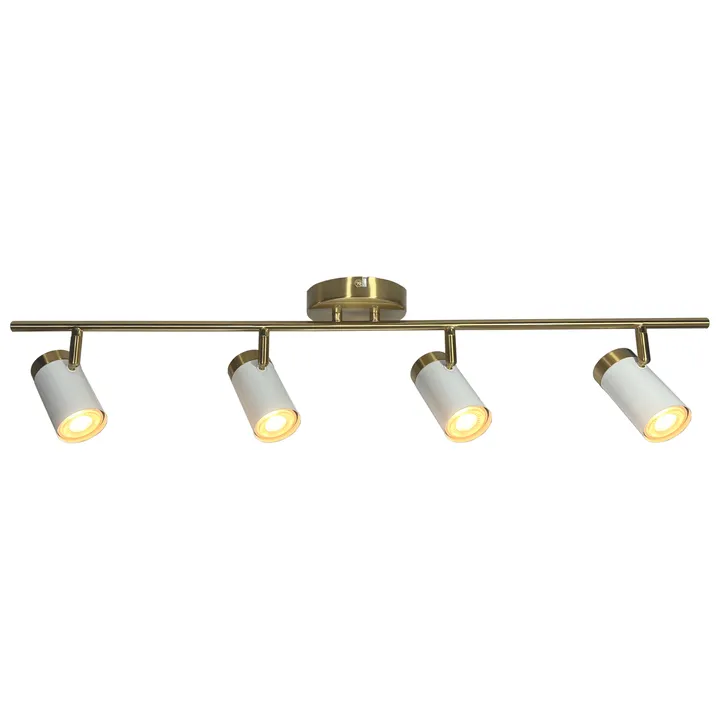 24 واط 4 ضوء حديث مصباح داخلي بسيط ظل أبيض ساطع نحى الذهب مرة أخرى24W 4-Light Modern Simple Indoor Lamp Bright White Shade Brushed Gold Back