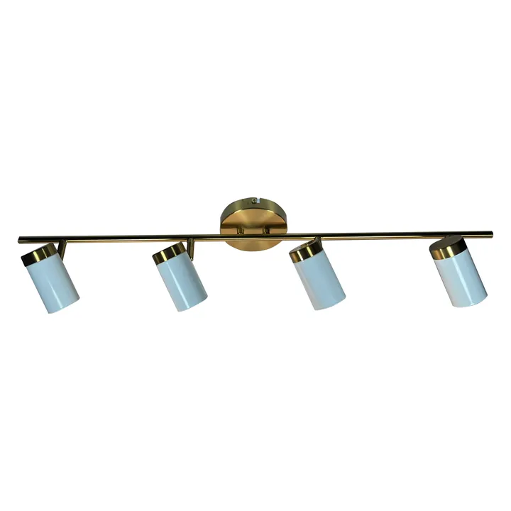 24 واط 4 ضوء حديث مصباح داخلي بسيط ظل أبيض ساطع نحى الذهب مرة أخرى24W 4-Light Modern Simple Indoor Lamp Bright White Shade Brushed Gold Back