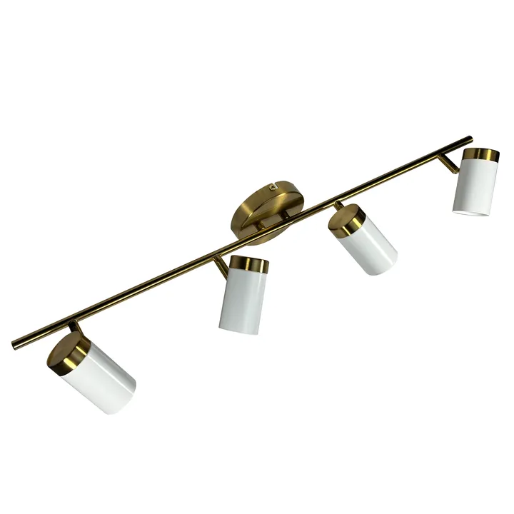 24 واط 4 ضوء حديث مصباح داخلي بسيط ظل أبيض ساطع نحى الذهب مرة أخرى24W 4-Light Modern Simple Indoor Lamp Bright White Shade Brushed Gold Back