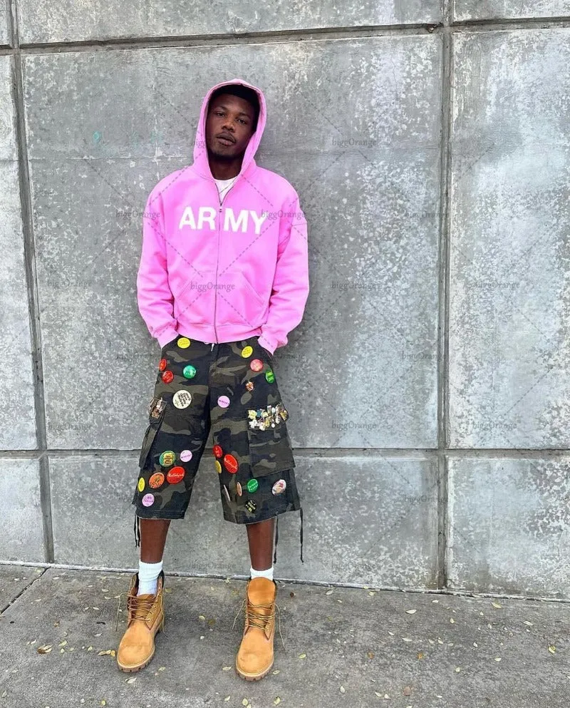 Advbridge 2024 American Retro Classic Streetwear Hip-Hop Trendy Brand Letter Print Colorful Zipper Hoodie Y2K Harajuku Loose Casual Jacket