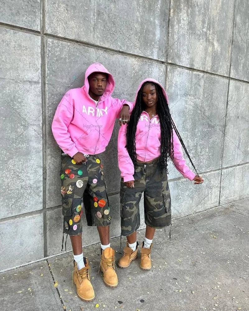 Advbridge 2024 American Retro Classic Streetwear Hip-Hop Trendy Brand Letter Print Colorful Zipper Hoodie Y2K Harajuku Loose Casual Jacket