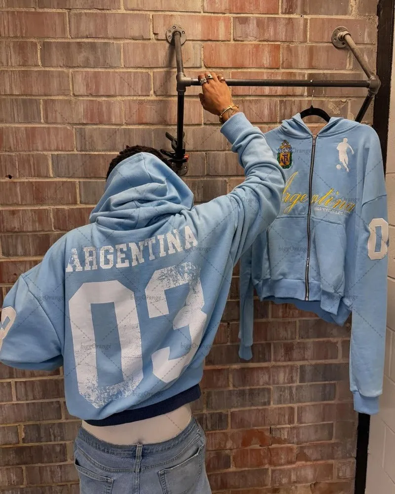 Advbridge High Street Trendy Brand Clothing Jacket American Retro Digital Print Oversized Sweatshirt Men Hip Hop Punk Casual Zipper Hoodie