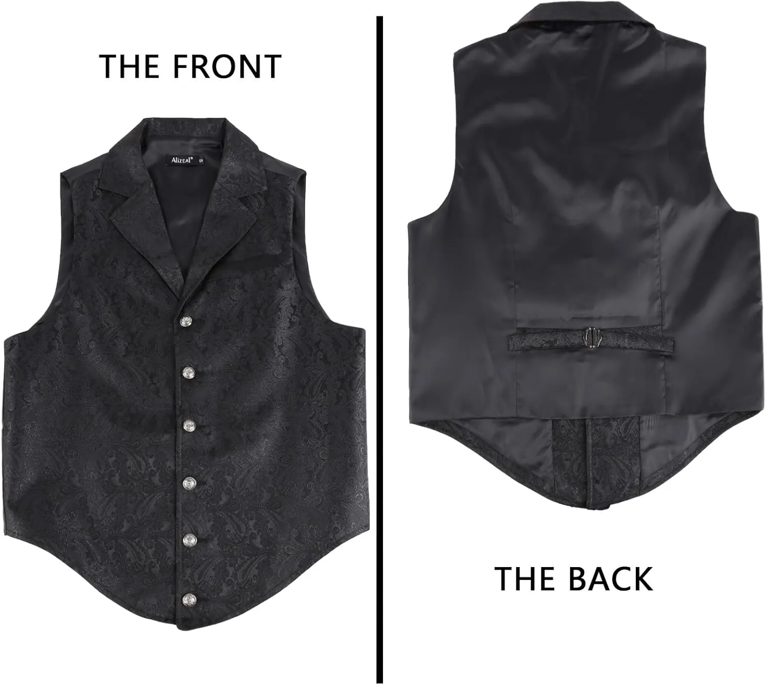 Alizeal Mens Paisley Suit Vest Victorian Floral Steampunk Gothic Waistcoat