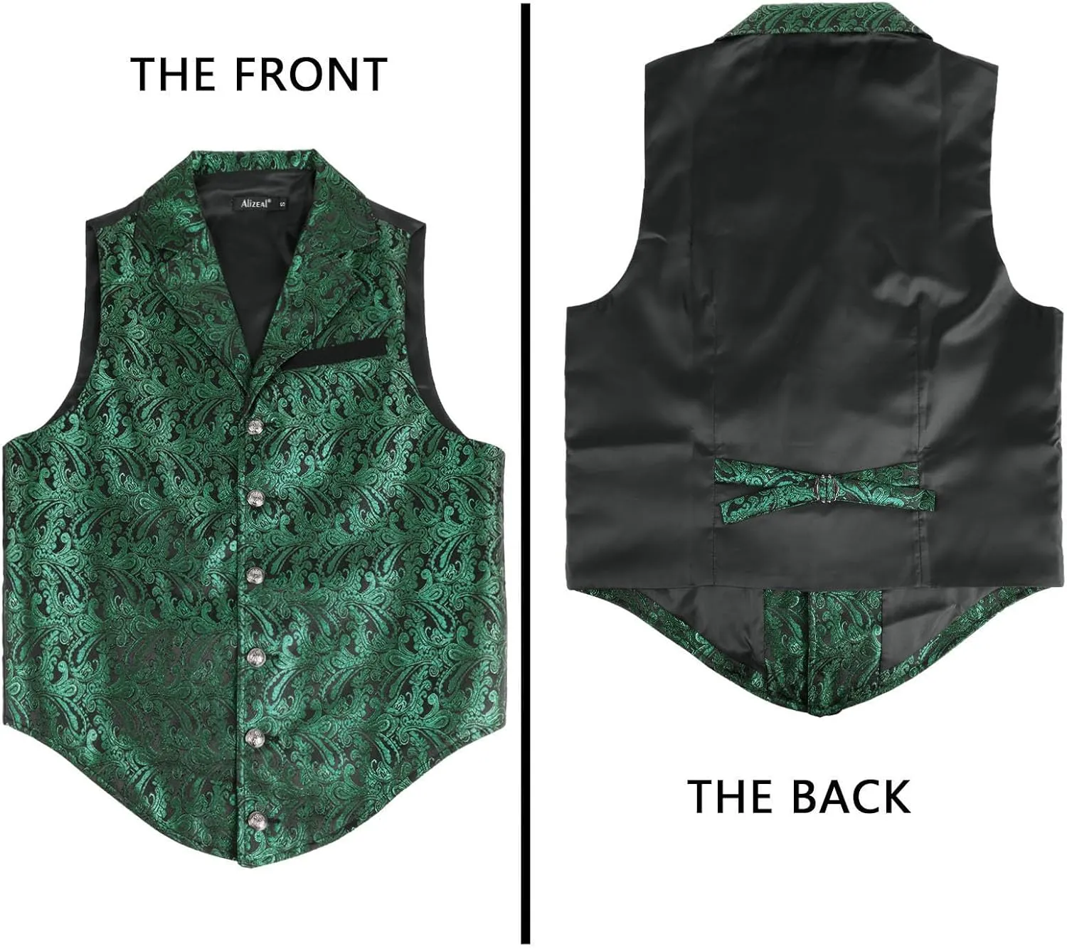 Alizeal Mens Paisley Suit Vest Victorian Floral Steampunk Gothic Waistcoat
