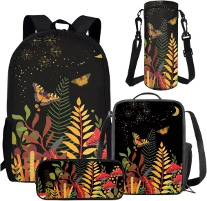AmzPrint 4 In 1 Backpack Set For Boys Girls Kids Mushroom Backpack And Lunch Bag Back To School Supply Backpack Set Gifts