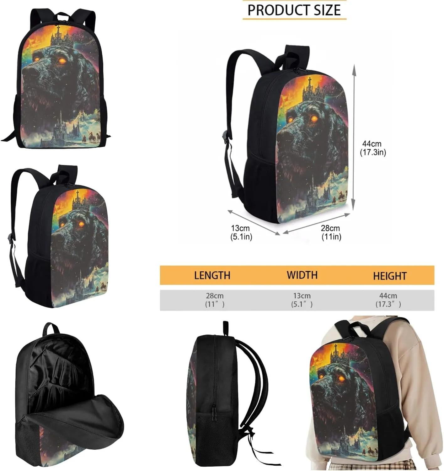 AmzPrint Afghan Hound Dog Backpack With Lunch Box For Girls Primary School 3 Pcs Backpack Set Back To School Bag Gifts