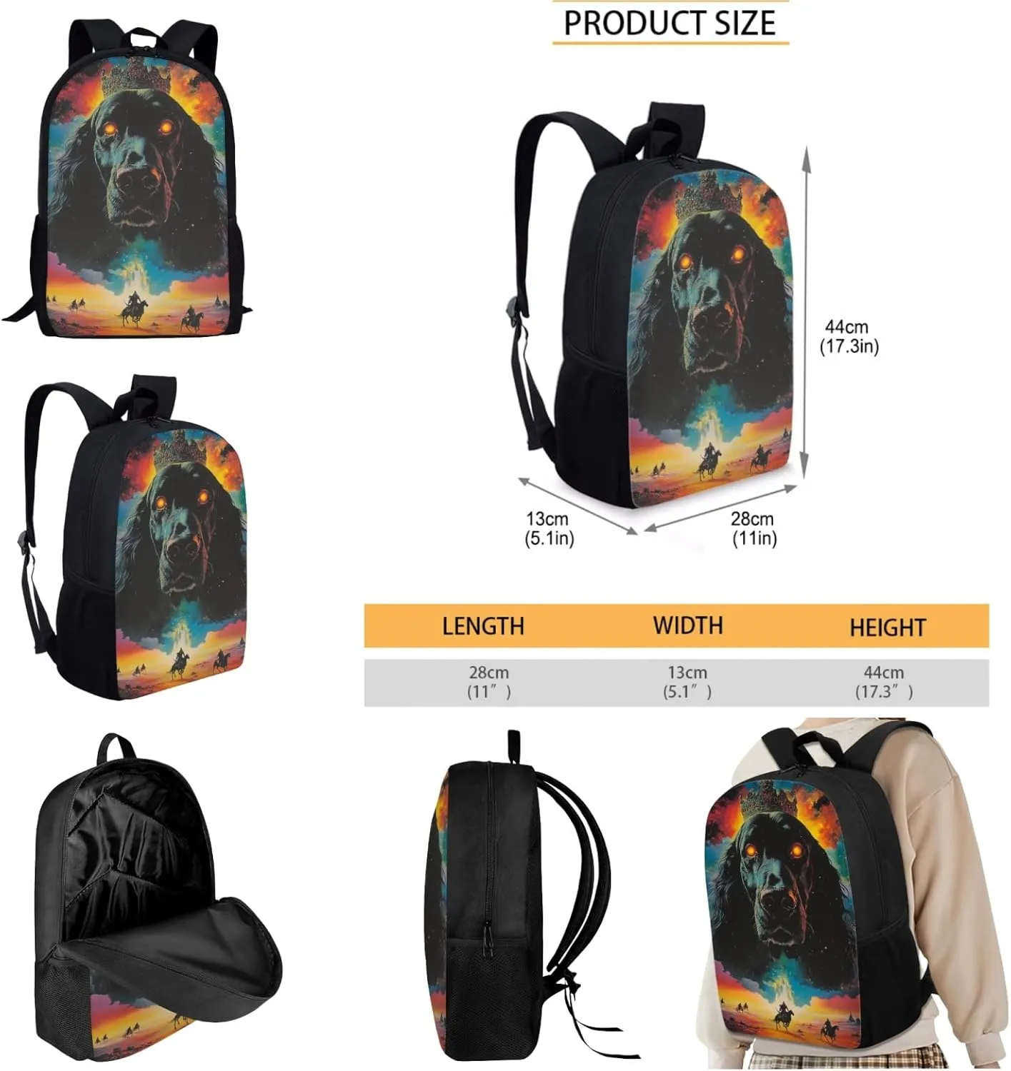 AmzPrint Afghan Hound Dog School Backpacks And Lunch Kit For Girls High School 3 Pcs Backpack Set Back To School Bag Gifts