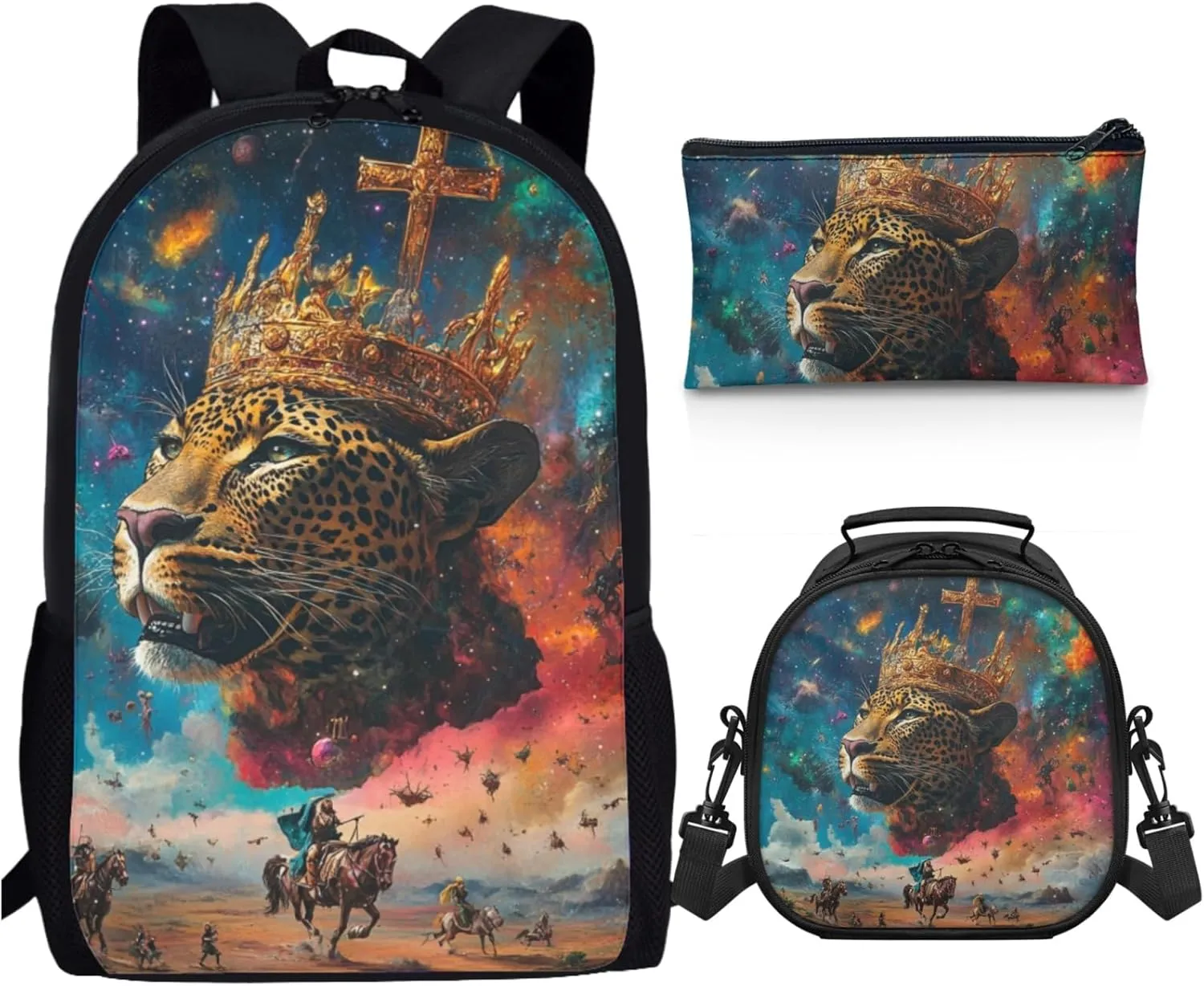 AmzPrint African Buffalo Yak Bookbag With Lunch Box Combo For Girls Preschool 3-Piece Backpack Set Back To School Bag Gifts