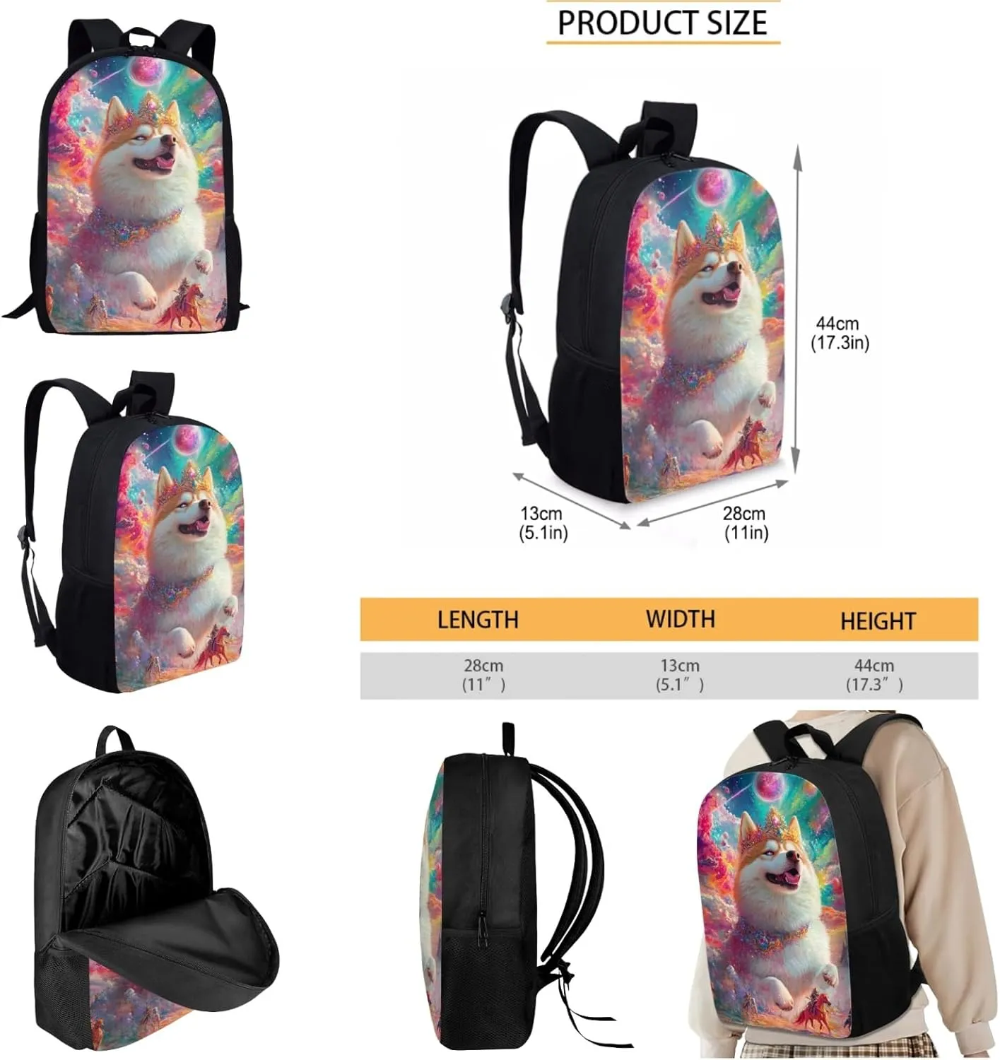 AmzPrint Akita Dog School Backpacks And Lunch Kit For Boys Middle School 3 Pcs Backpack Set Back To School Bag Gifts