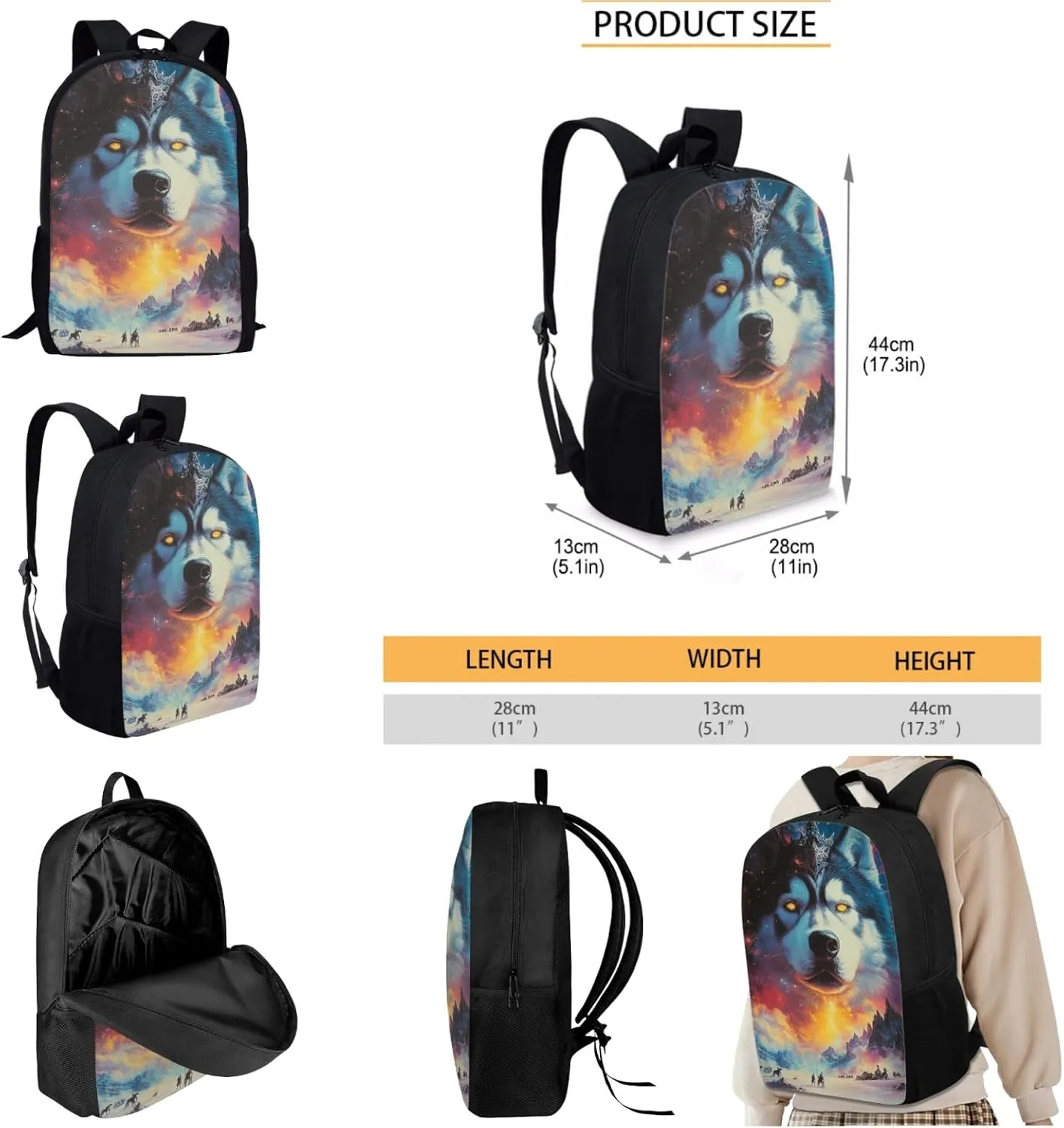 AmzPrint Alaskan Malamute Dog School Backpack And Lunch Box For Girls Preschool 3-Piece Backpack Set Back To School Bag Gifts