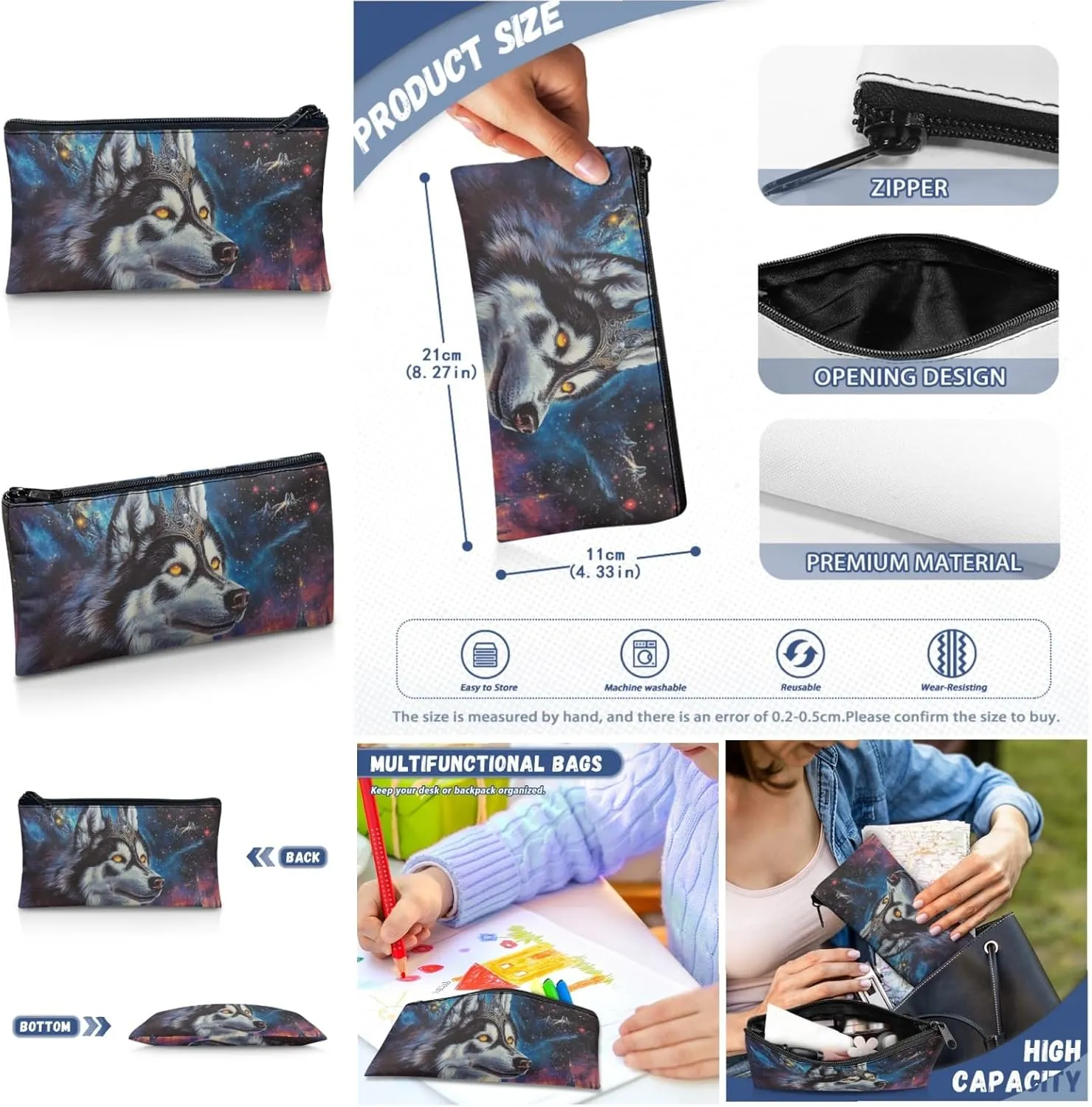 AmzPrint Alaskan Malamute Dog School Backpacks With Lunch Box For Girls Junior High School 3Pc Backpack Set