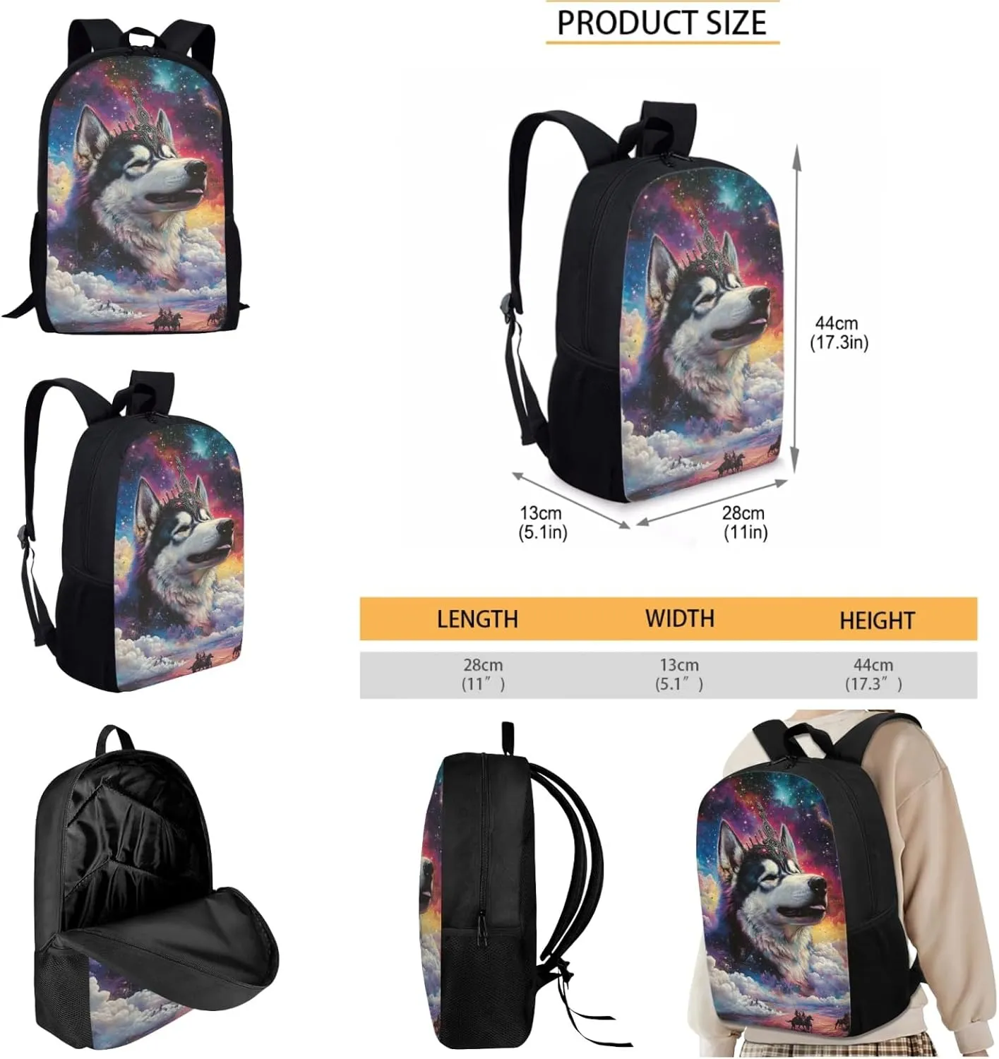 AmzPrint Alaskan Malamute Dog School Bag With Lunchbox Combo For Boys Primary School 3 In 1 Backpack Set