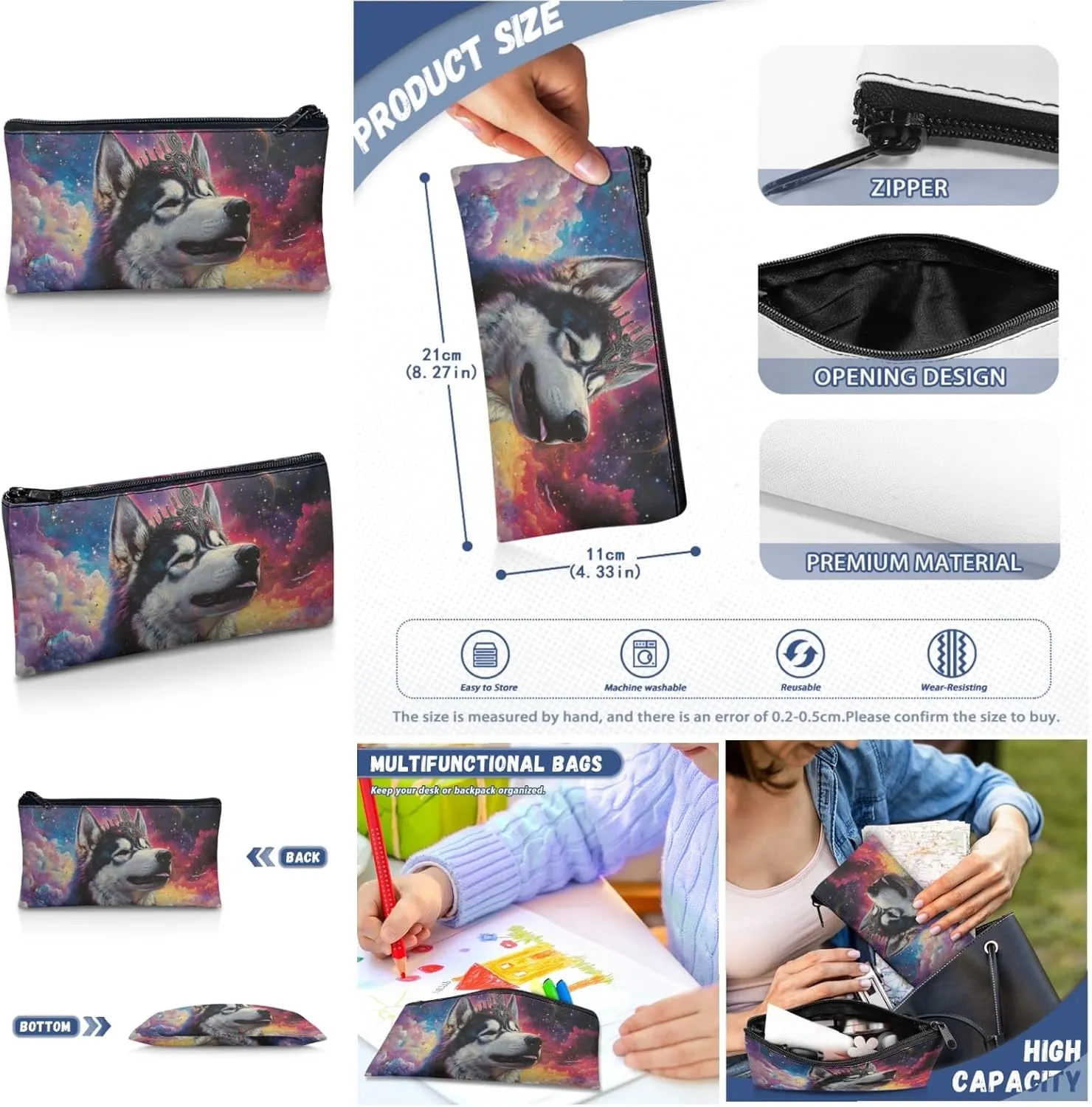 AmzPrint Alaskan Malamute Dog School Bag With Lunchbox Combo For Boys Primary School 3 In 1 Backpack Set