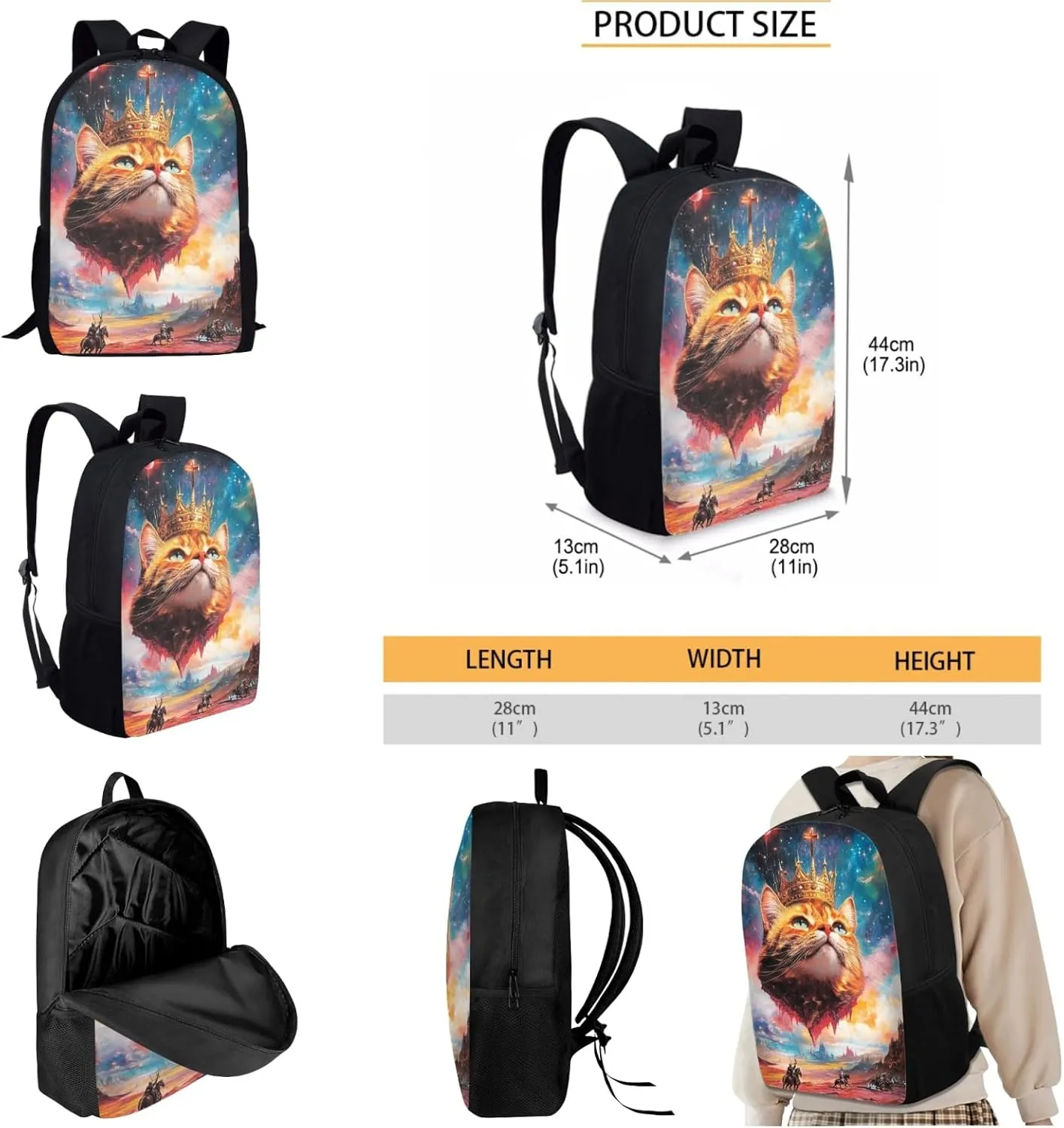 AmzPrint American Shorthair Cat Bookbag And Lunch Bag Set For Boys High School 3 In 1 Backpack Set Back To School Bag Gifts