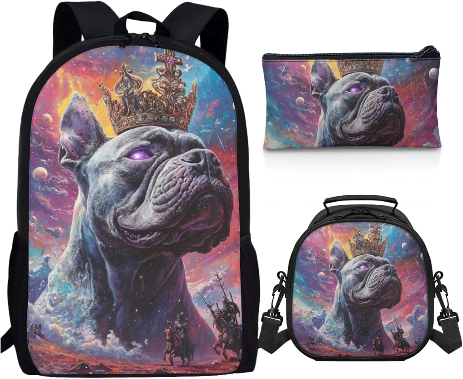 AmzPrint American Staffordshire Terrier Dog School Backpack Matching Lunch Bags Set For Students Girls Boys Backpack Set