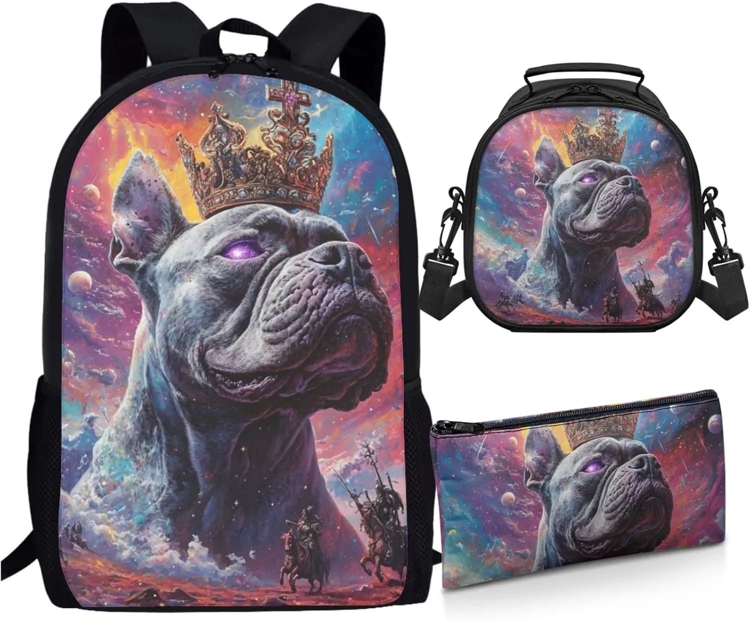 AmzPrint American Staffordshire Terrier Dog School Backpack Matching Lunch Bags Set For Students Girls Boys Backpack Set
