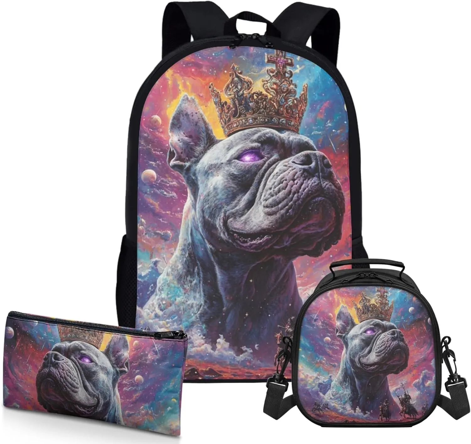 AmzPrint American Staffordshire Terrier Dog School Backpack Matching Lunch Bags Set For Students Girls Boys Backpack Set