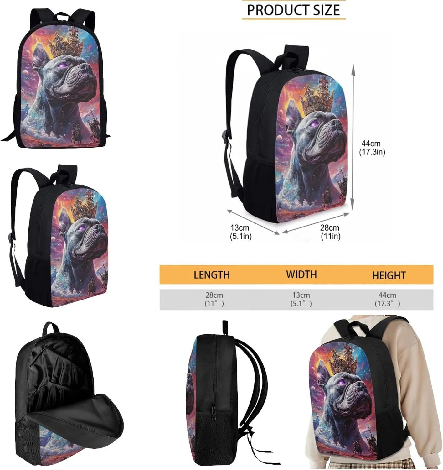 AmzPrint American Staffordshire Terrier Dog School Backpack Matching Lunch Bags Set For Students Girls Boys Backpack Set