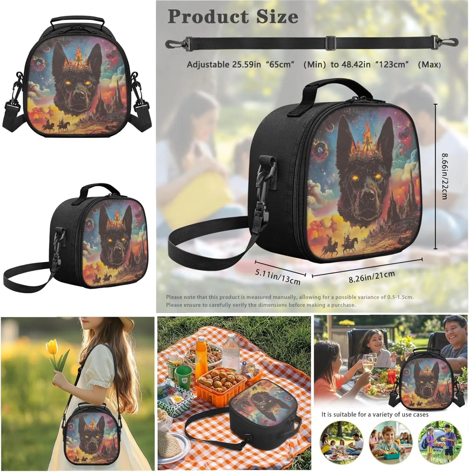 AmzPrint Australian Cattle Dog School Bag And Lunch Bags For Girls Junior High School 3-In-1 Backpack Set