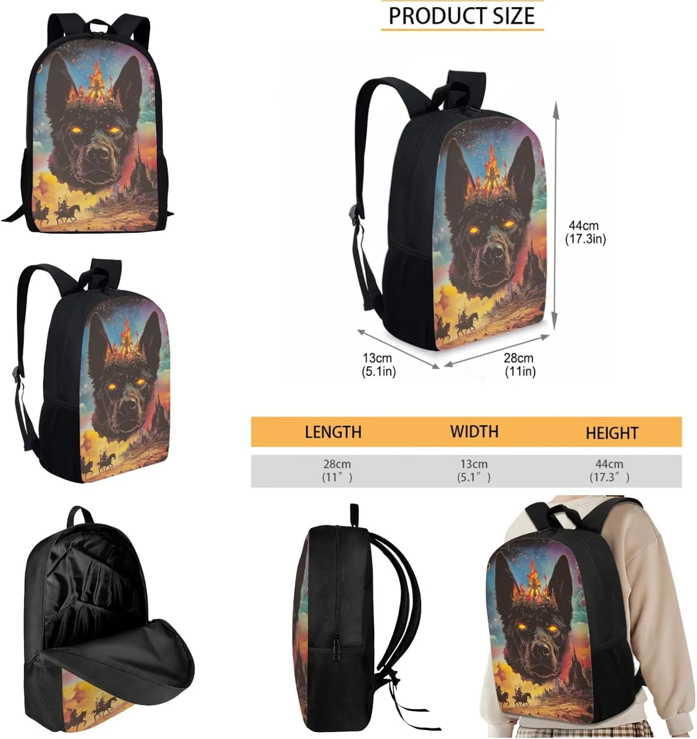 AmzPrint Australian Cattle Dog School Bag And Lunch Bags For Girls Junior High School 3-In-1 Backpack Set
