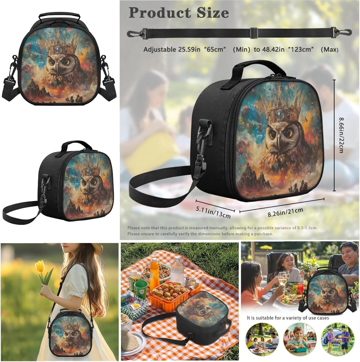AmzPrint Barred Owl School Backpacks Matching Lunch Bags Sets For Boys Preschool 3 In 1 Backpack Set Back To School Bag Gifts