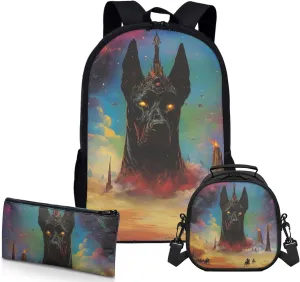 AmzPrint Beauceron Dog School Backpack And Lunch Kit Set For Boys High School 3 Pcs Backpack Set Back To School Bag Gifts
