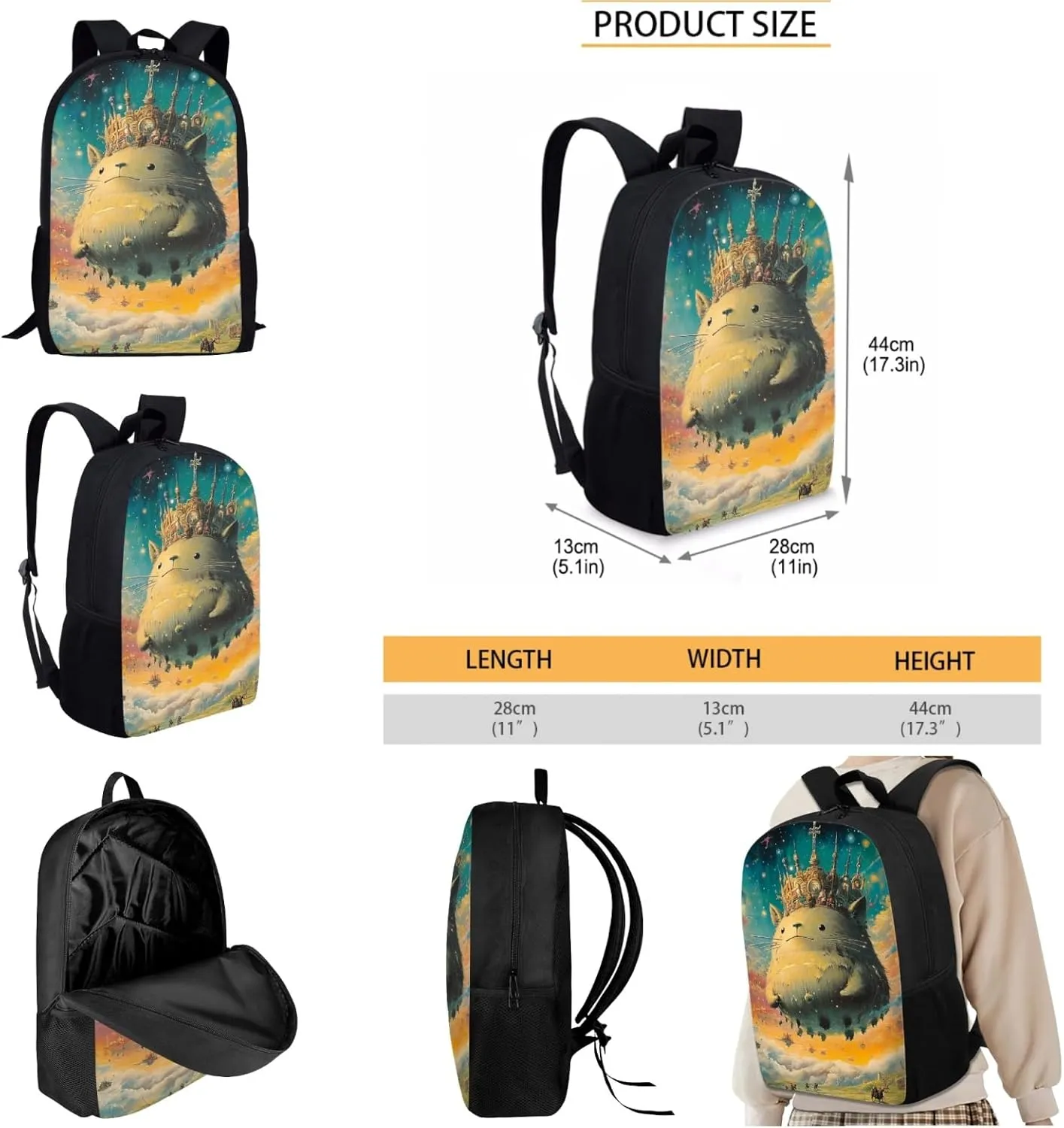 AmzPrint Beige Chinchilla School Backpacks And Lunch Kit Sets For Boys Preschool 3-In-1 Backpack Set Back To School Bag Gifts