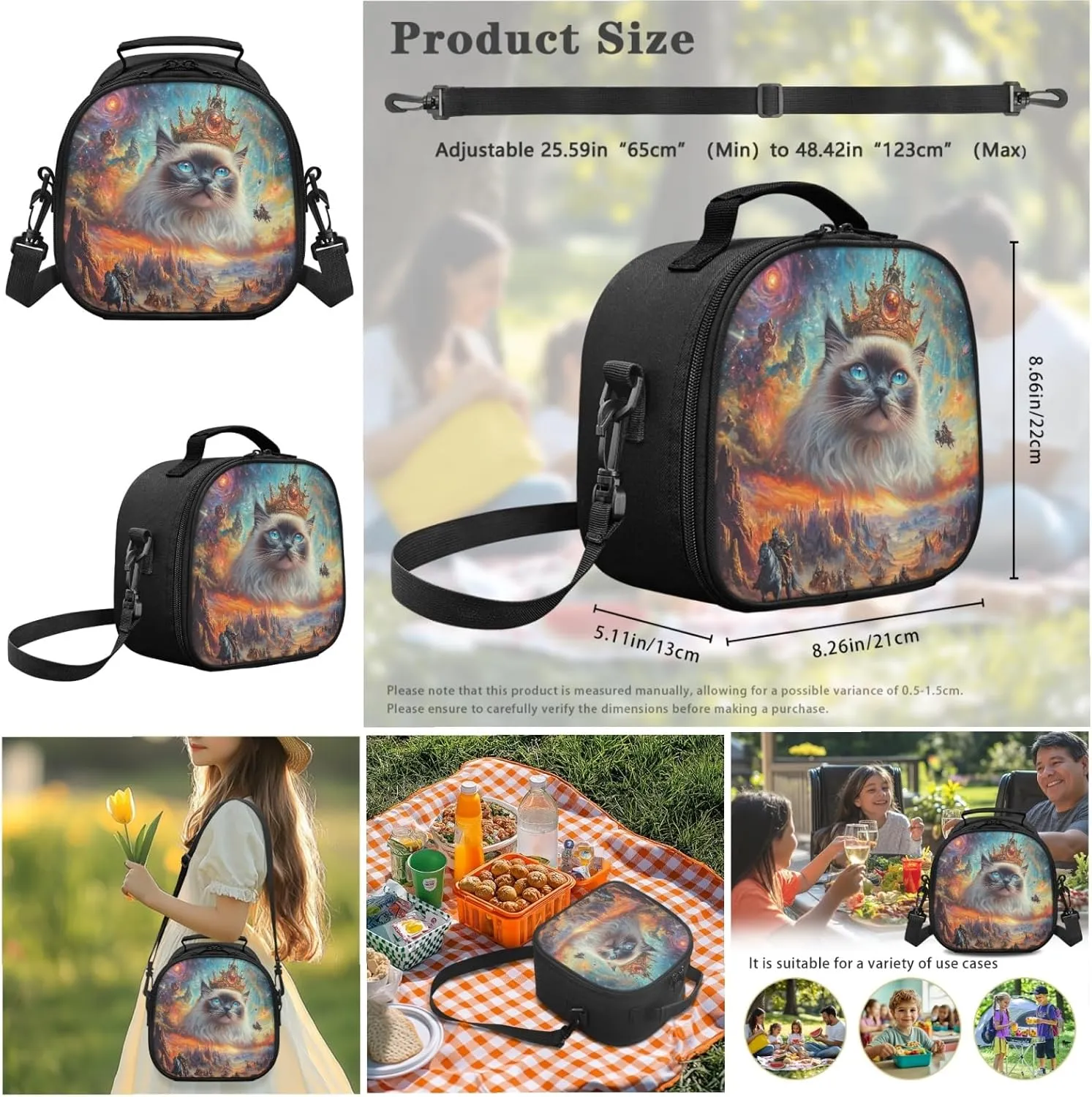 AmzPrint Birman Cat School Backpack And Lunch Kit Set For Girls Preschool 3 Pcs Backpack Set Back To School Bag Gifts