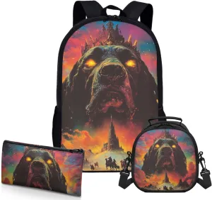 AmzPrint Bloodhound Dog Backpack Matching Lunch Box For Boys Middle School 3 In 1 Backpack Set Back To School Bag Gifts