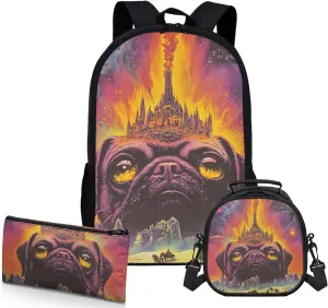 AmzPrint Bloodhound Dog School Backpack Matching Lunch Bag For Boys Junior High School 3 In 1 Backpack Set