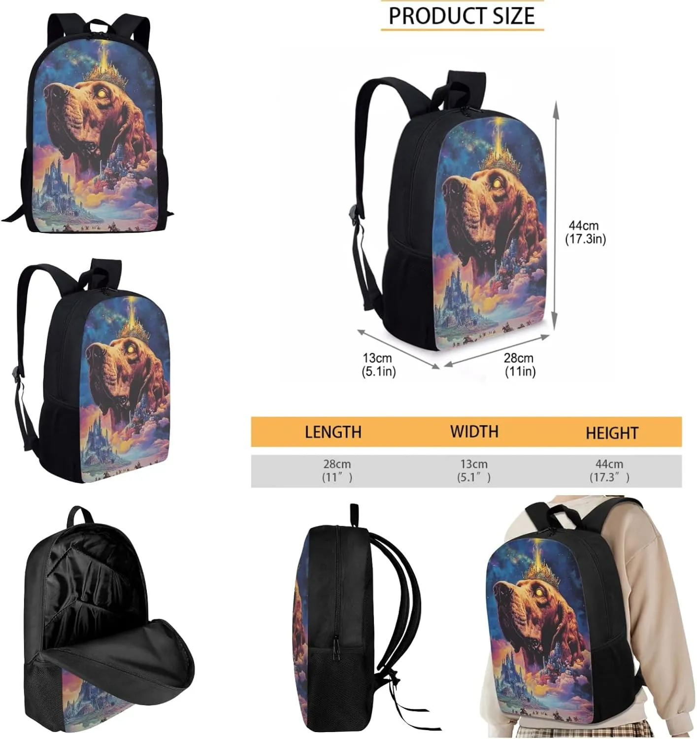 AmzPrint Bloodhound Dog School Bag Matching Lunch Kit For Boys Preschool 3-In-1 Backpack Set Back To School Bag Gifts