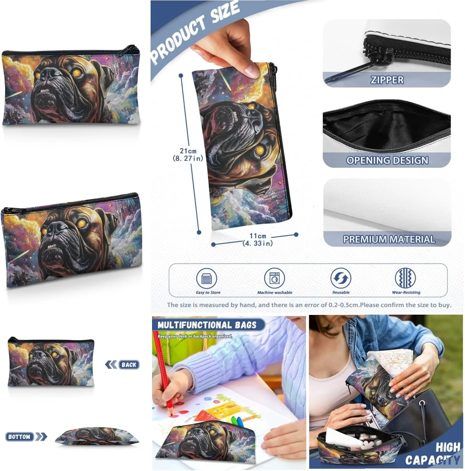 AmzPrint Boxer Dog School Backpacks And Lunch Boxes Set For Students Girls Boys Primary School 3 In 1 Backpack Set