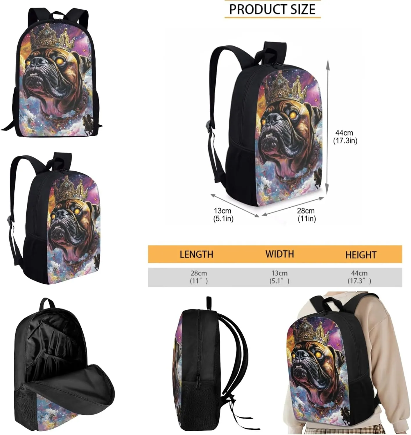 AmzPrint Boxer Dog School Backpacks And Lunch Boxes Set For Students Girls Boys Primary School 3 In 1 Backpack Set