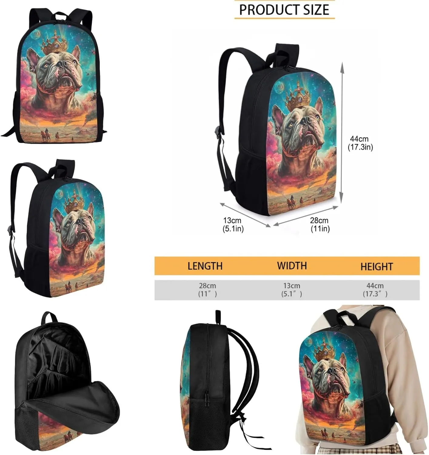 AmzPrint Bull Terrier Dog Bookbag And Lunch Bags Set For Boys Primary School 3 In 1 Backpack Set Back To School Bag Gifts