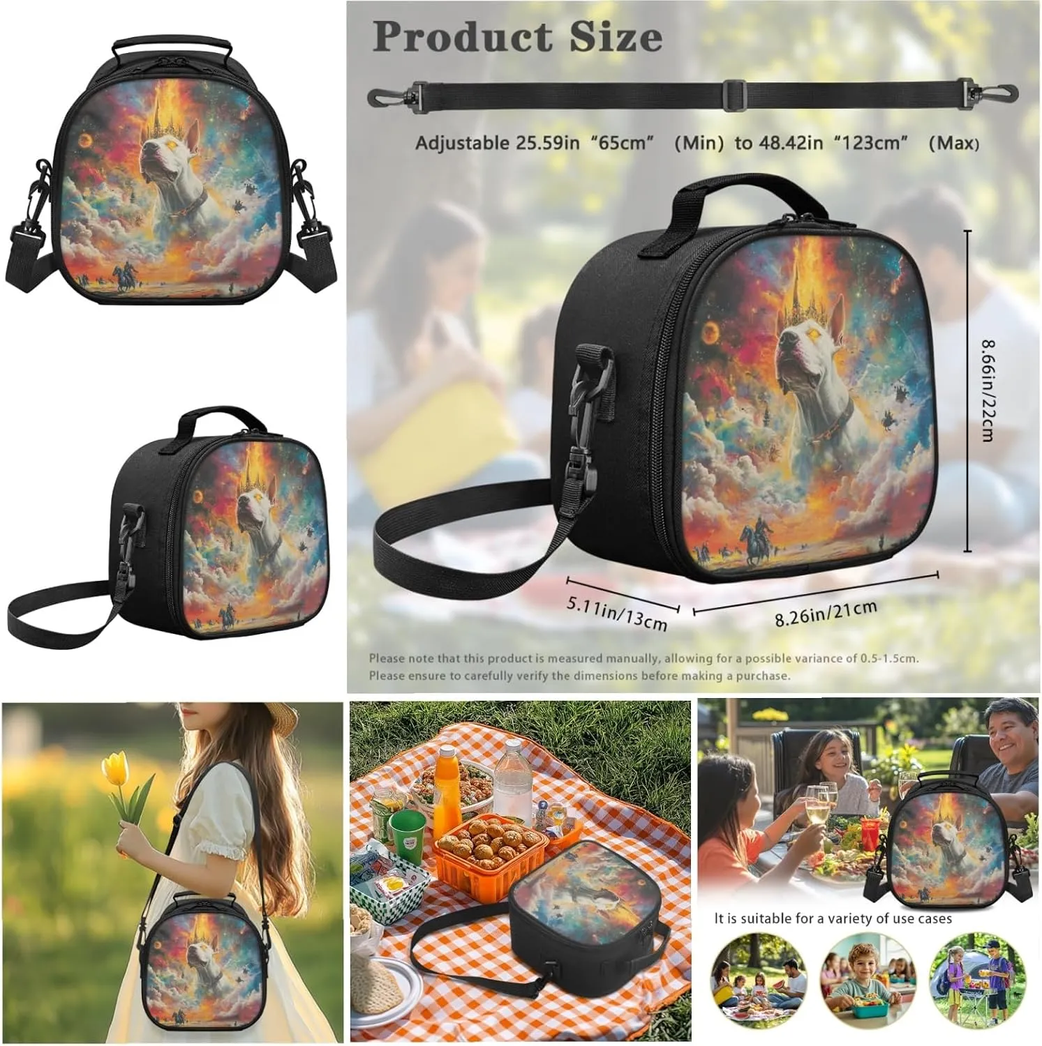 AmzPrint Bull Terrier Dog School Backpack With Lunch Boxes Set For Boys High School 3Pcs Backpack Set