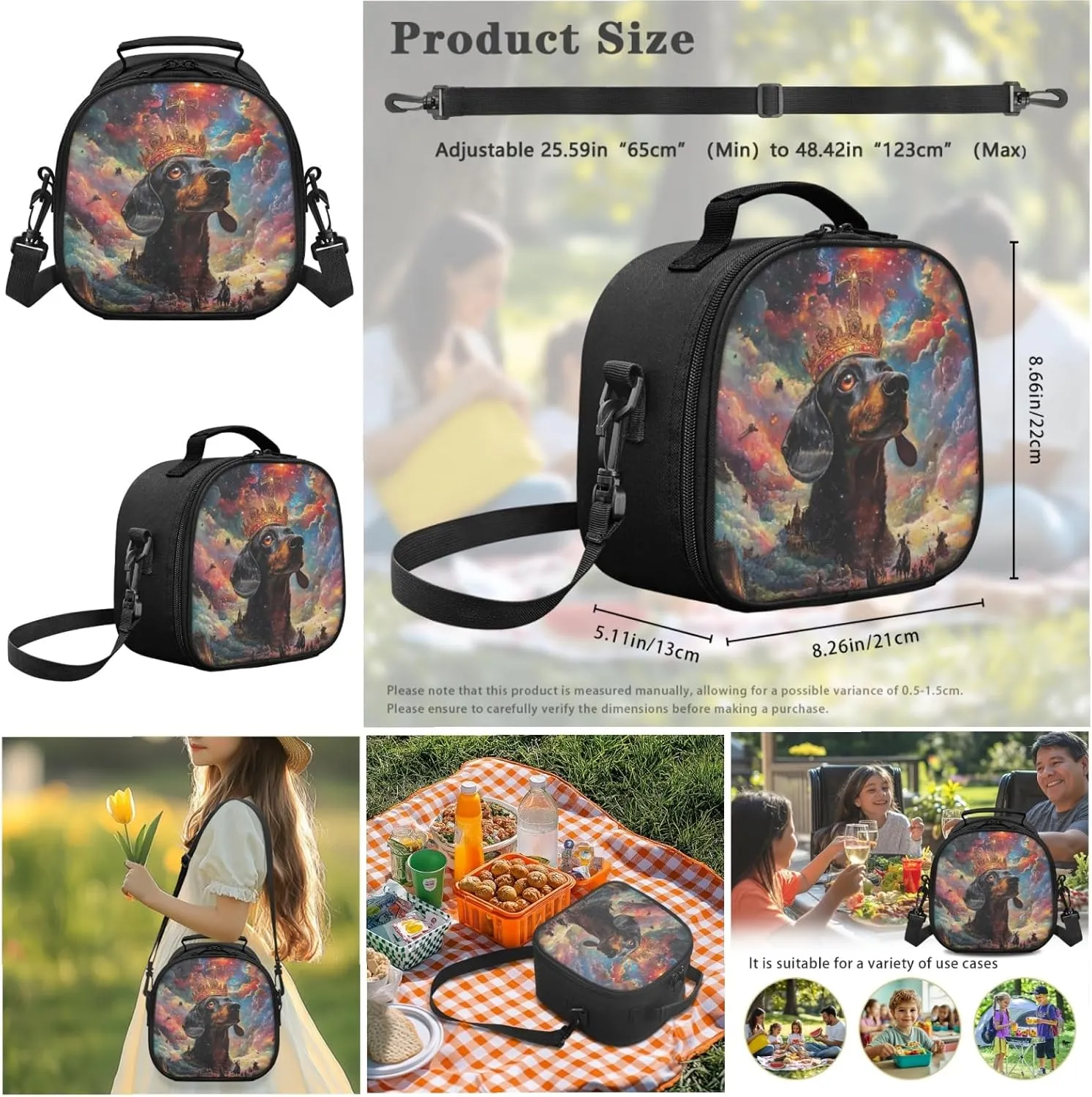 AmzPrint Dachshund Dog School Backpacks And Lunch Kit Set For Girls Junior High School 3-In-1 Backpack Set