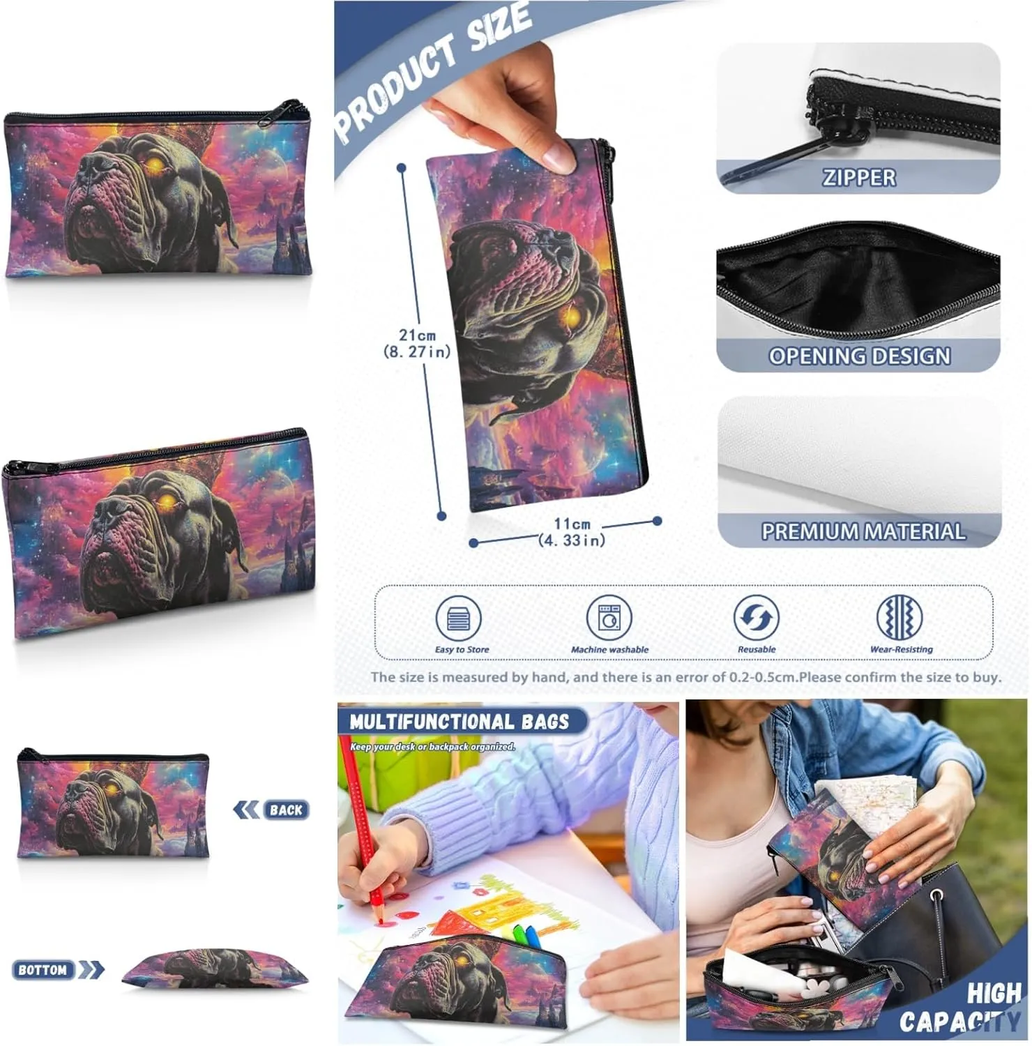 AmzPrint Dogue De Bordeaux Dog School Backpacks With Lunch Bags Set For Boys Middle School 3 Pcs Backpack Set