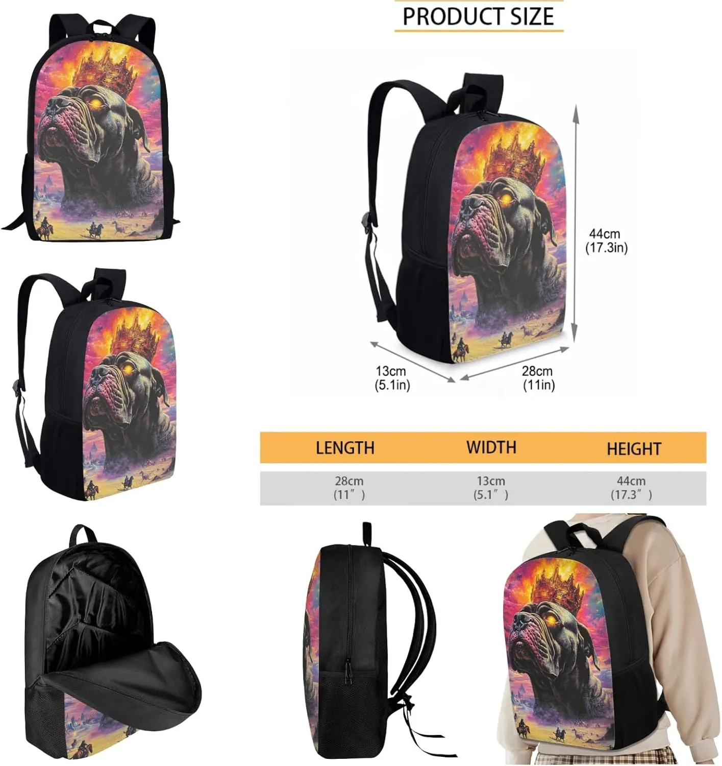 AmzPrint Dogue De Bordeaux Dog School Backpacks With Lunch Bags Set For Boys Middle School 3 Pcs Backpack Set