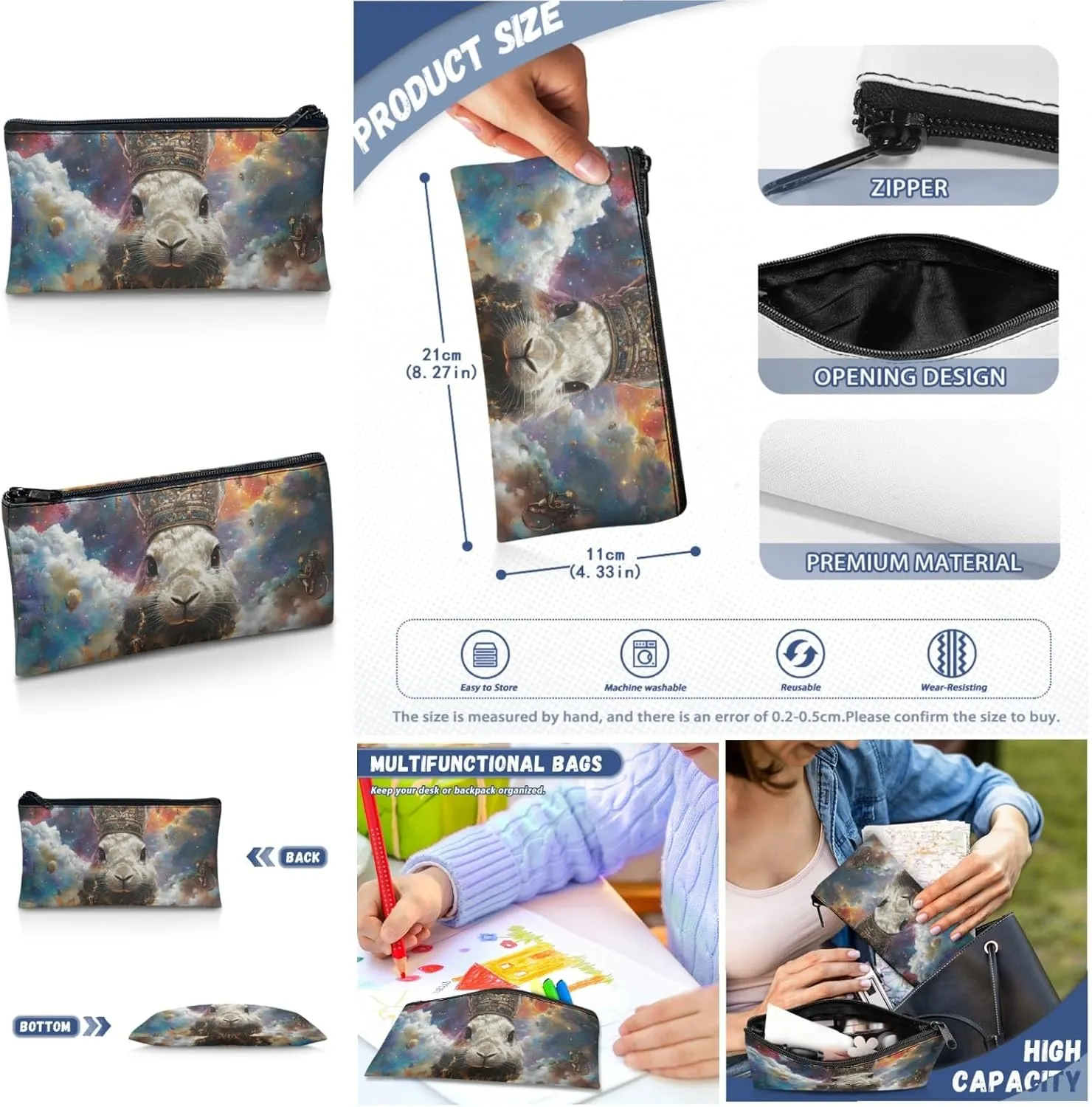 AmzPrint Dutch Rabbit School Backpack And Lunch Bags For Students Girls Boys Junior High School 3Pcs Backpack Set