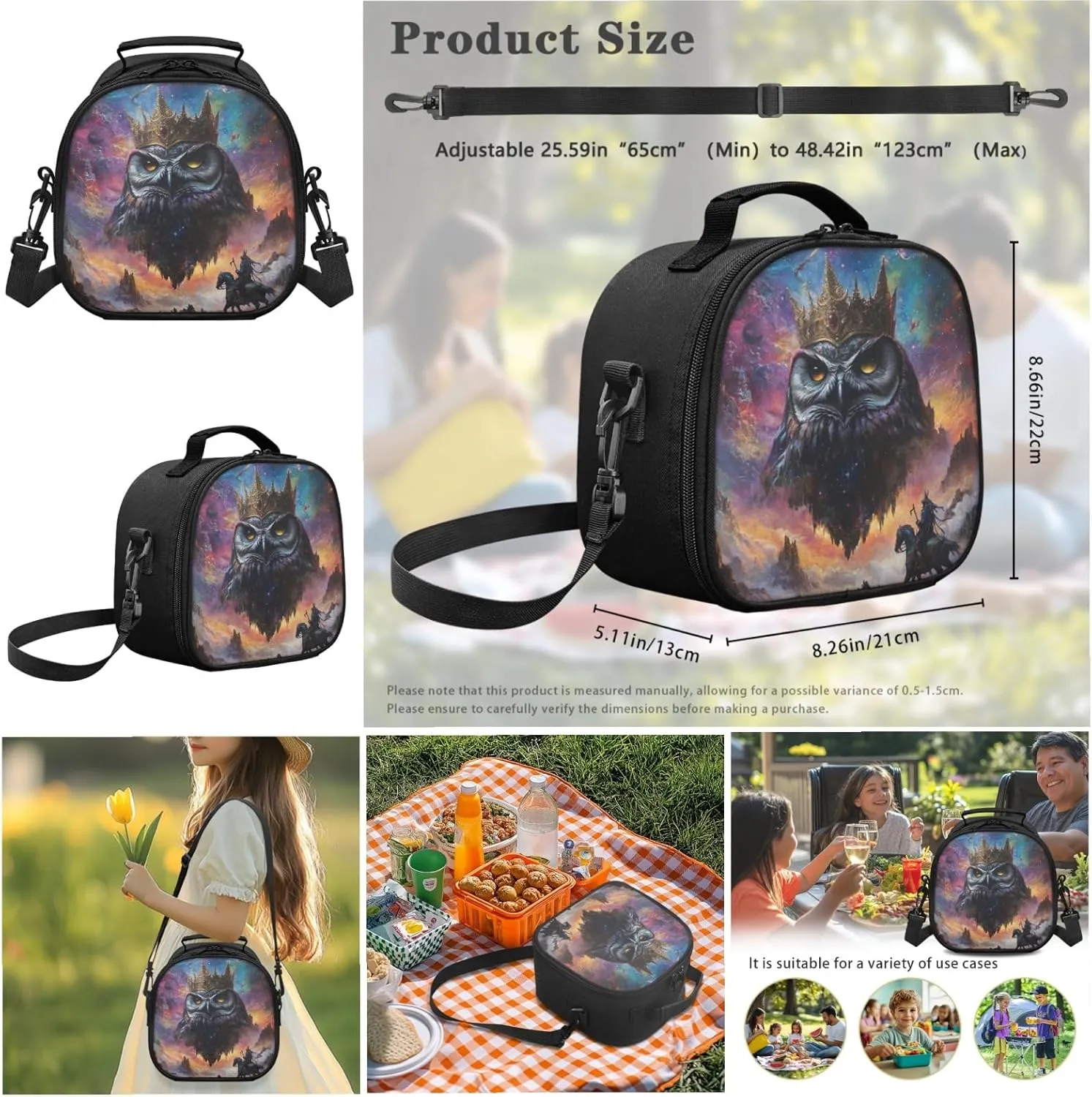 AmzPrint Elf Owl School Backpack Matching Lunchbox Sets For Girls High School 3 In 1 Backpack Set Back To School Bag Gifts