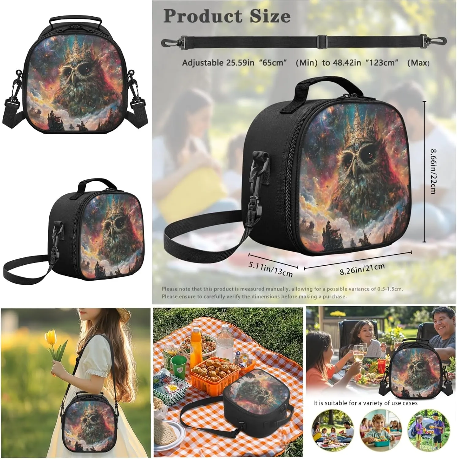 AmzPrint Ferrugions Pygmy Owl Backpack Matching Lunch Box Sets For Boys Elementary School 3-Piece Backpack Set