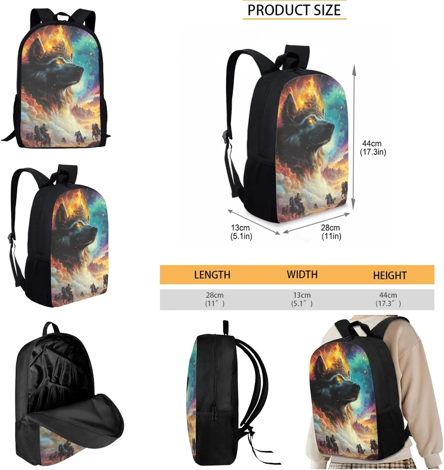 AmzPrint Finnish Lapphund Dog Backpack Matching Lunchbox Set For Boys Middle School 3Pc Backpack Set Back To School Bag Gifts