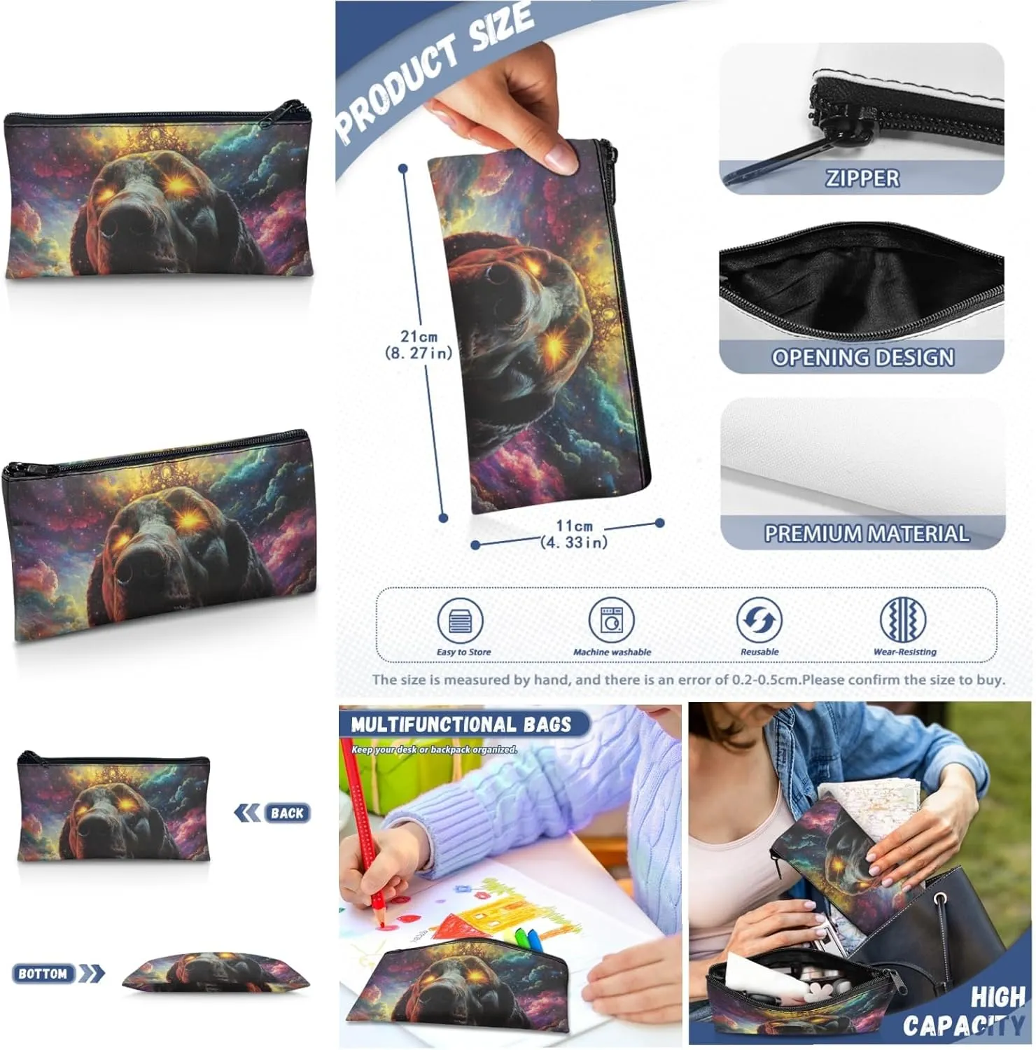 AmzPrint German Shorthaired Pointer Dog Backpack With Lunch Boxes Set For Girls Primary School 3 Pcs Backpack Set