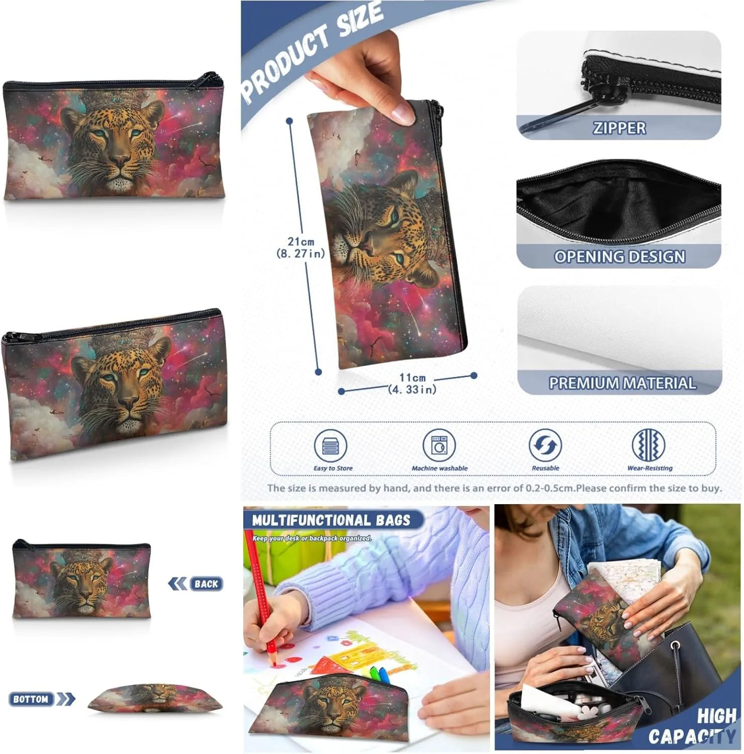 AmzPrint Indian Wolf School Bag Matching Lunch Bags For Students Girls Boys Primary School 3Pcs Backpack Set