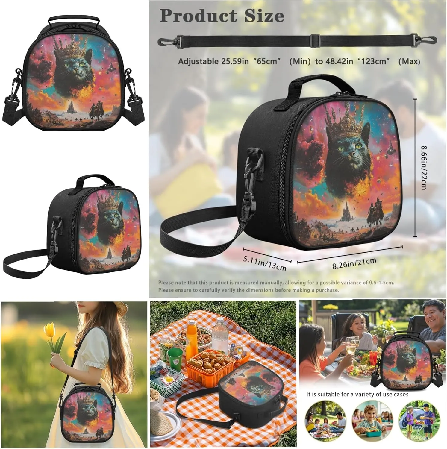 AmzPrint Somali Cat School Backpack Matching Lunch Bag Combo For Boys Middle School 3 In 1 Backpack Set