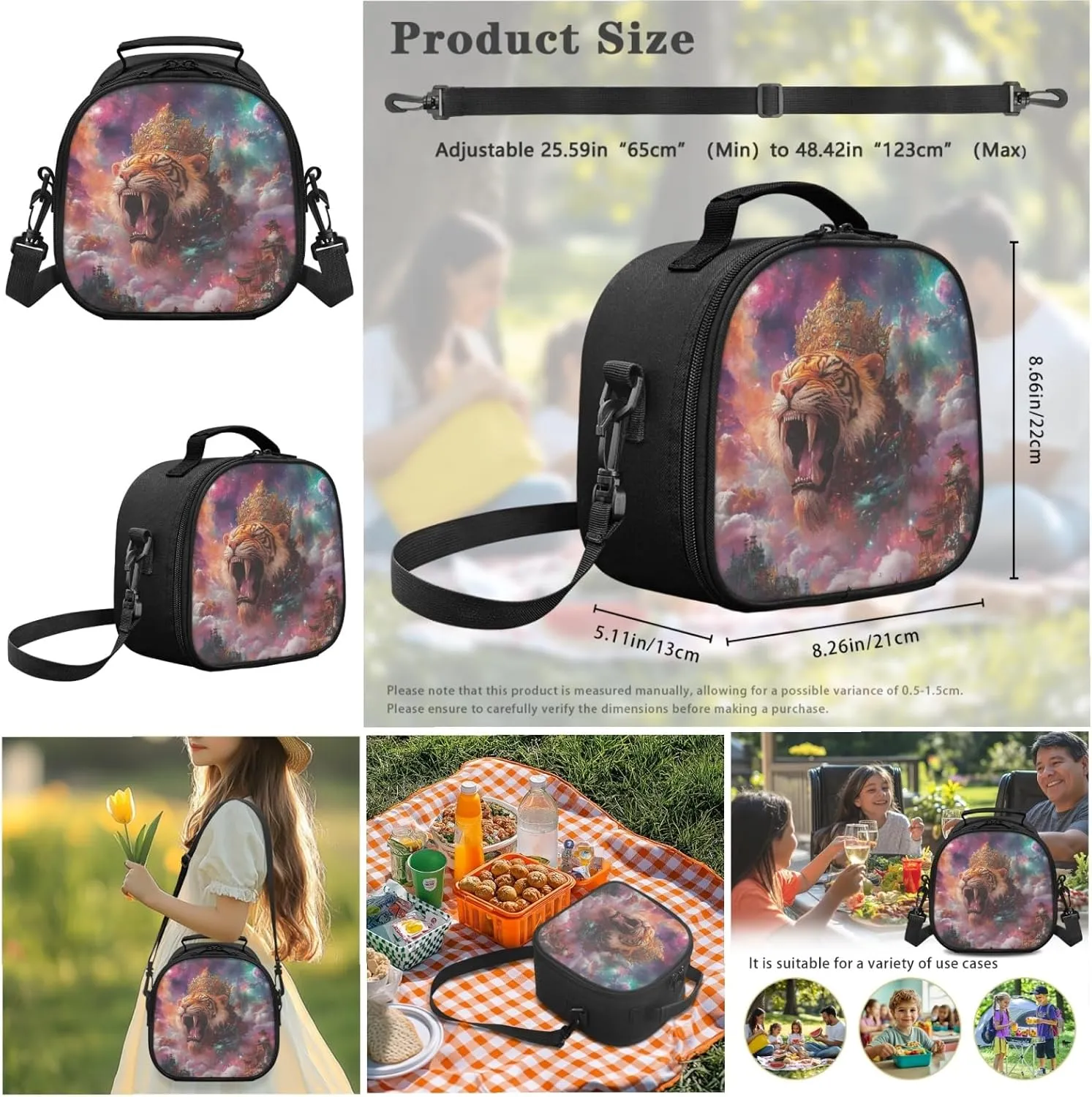 AmzPrint South African Lion School Backpack Matching Lunch Bag Combo For Girls High School 3 In 1 Backpack Set