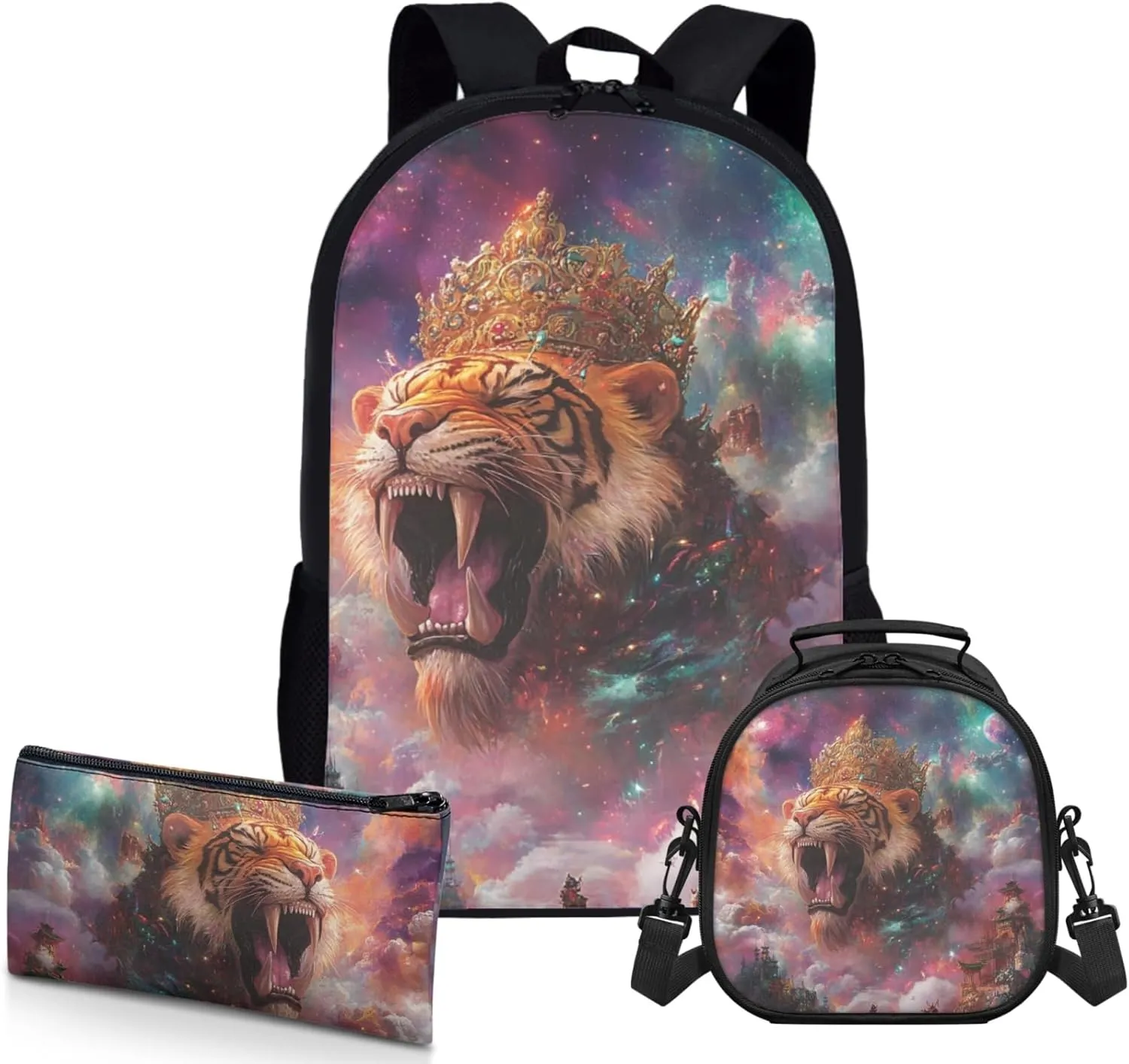AmzPrint South African Lion School Backpack Matching Lunch Bag Combo For Girls High School 3 In 1 Backpack Set