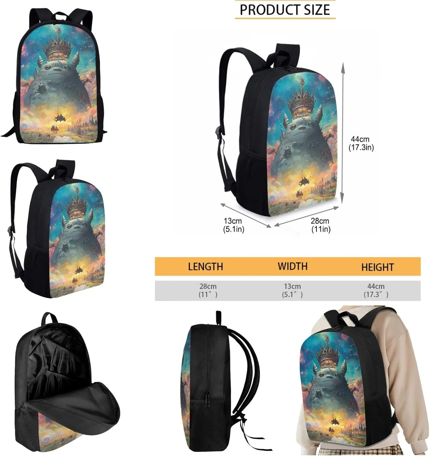 AmzPrint Standard Gray Chinchilla School Bag With Lunch Bag Combo For Girls Elementary School 3-Piece Backpack Set