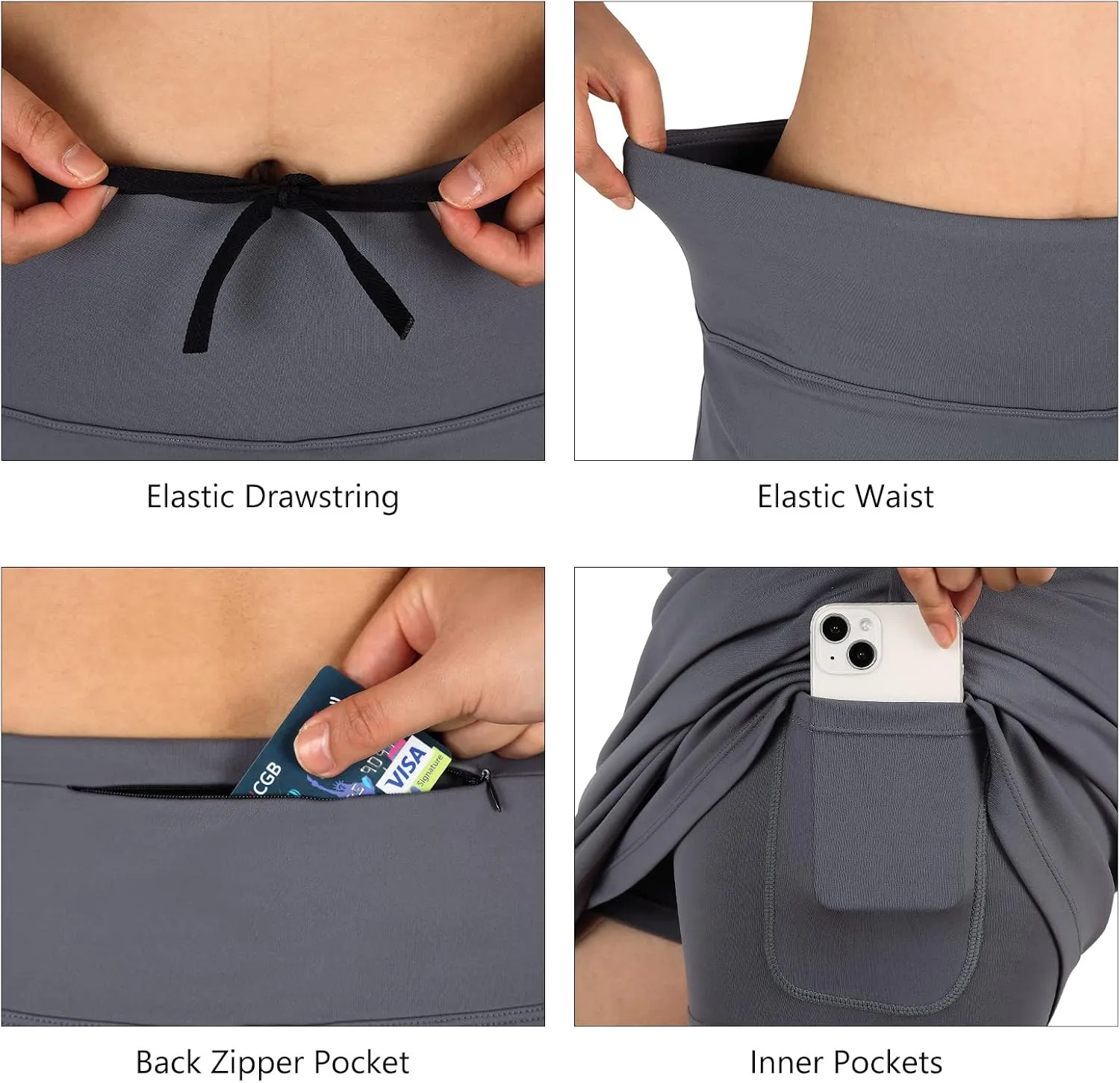 ANIVIVO Women Skorts Skirts 20" Length High Waisted,Tennis Golf Skirts Business Casual Athletic Skorts with Zipper Pocket